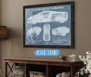 20" x 16" / Black Frame Cutler West Lamborghini Gallardo Vintage Blueprint Auto Print