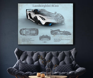Cutler West Lamborghini Sc20 Blueprint Vintage Auto Print
