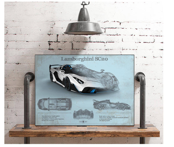Cutler West Lamborghini Sc20 Blueprint Vintage Auto Print