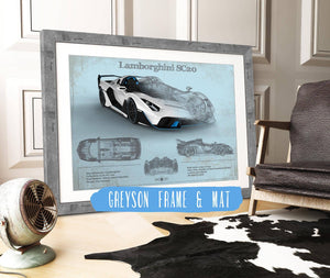 Cutler West Lamborghini Sc20 Blueprint Vintage Auto Print