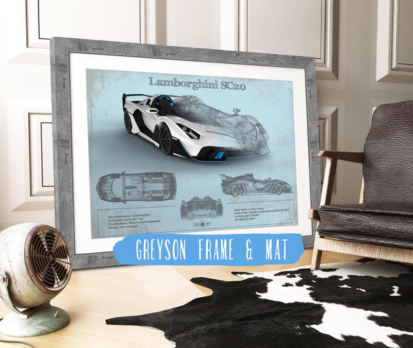 Cutler West Lamborghini Sc20 Blueprint Vintage Auto Print