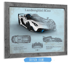 Cutler West Lamborghini Sc20 Blueprint Vintage Auto Print