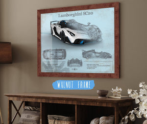 Cutler West Lamborghini Sc20 Blueprint Vintage Auto Print