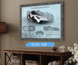 Cutler West Lamborghini Sc20 Blueprint Vintage Auto Print