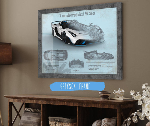 Cutler West Lamborghini Sc20 Blueprint Vintage Auto Print