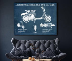 Cutler West Lambretta Model 125 150 LD ('57) Vintage Blueprint Motorcycle Print