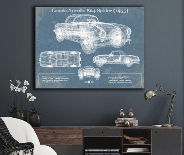 Cutler West Lancia Aurelia B24 Spider (1955) Blueprint Vintage Auto Print