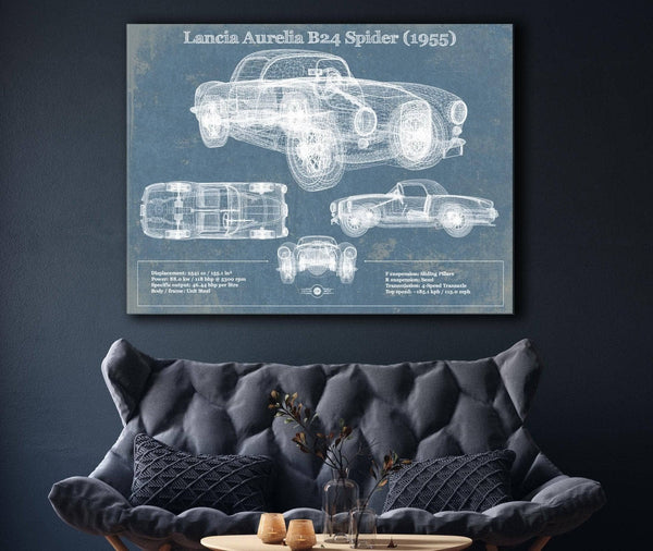 Cutler West Lancia Aurelia B24 Spider (1955) Blueprint Vintage Auto Print