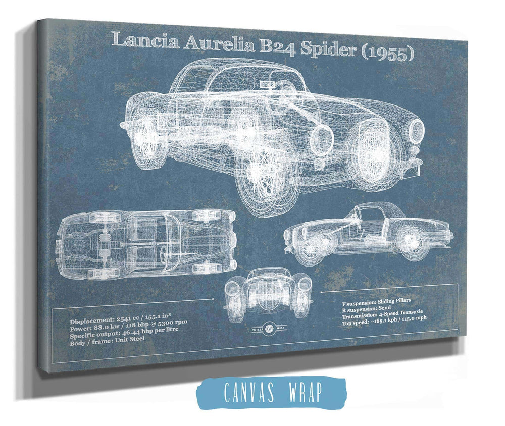Cutler West Lancia Aurelia B24 Spider (1955) Blueprint Vintage Auto Print
