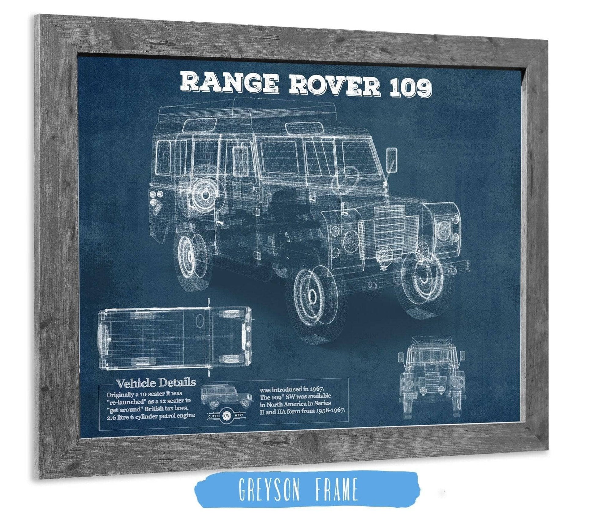 Cutler West Land Rover Collection 20" x 16" / Greyson Frame Land Rover 109 Vintage Blueprint Auto Print 833110132_65518