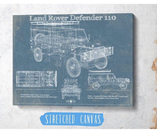 Cutler West Land Rover Defender 110 Blueprint Vintage Auto Patent Print