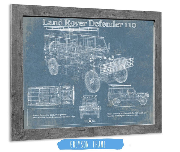 14" x 11" / Greyson Frame Cutler West Land Rover Defender 110 Blueprint Vintage Auto Patent Print