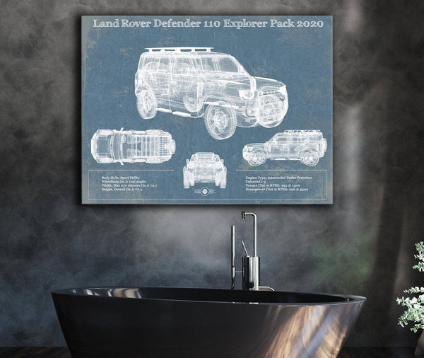 Cutler West Land Rover Defender 110 Explorer Pack Vintage Blueprint Auto Print