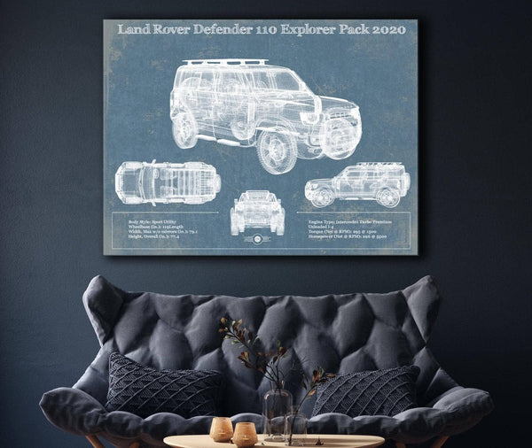 Cutler West Land Rover Defender 110 Explorer Pack Vintage Blueprint Auto Print
