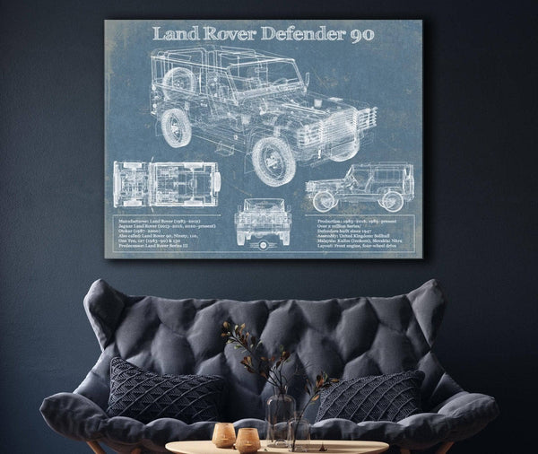 Cutler West Land Rover Defender 90 Blueprint Vintage Auto Patent Print