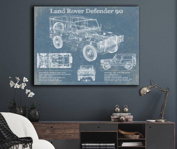 Cutler West Land Rover Defender 90 Blueprint Vintage Auto Patent Print