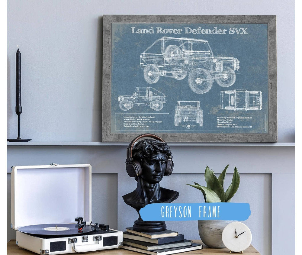 14" x 11" / Stretched Canvas Wrap Cutler West Land Rover Defender SVX Blueprint Vintage Auto Patent Print