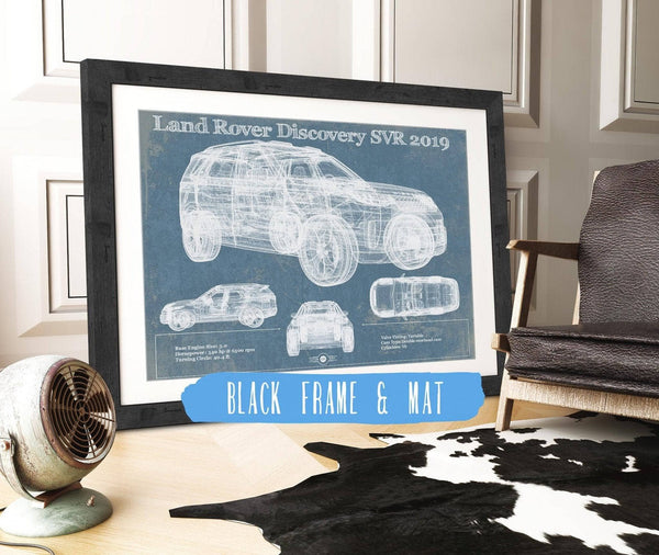 20" x 16" / Black Frame & Mat Cutler West Land Rover Defender SVX Blueprint Vintage Auto Patent Print