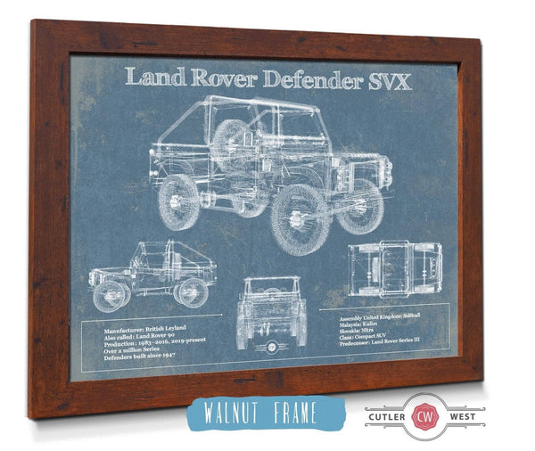 20" x 16" / Walnut Frame Cutler West Land Rover Defender SVX Blueprint Vintage Auto Patent Print