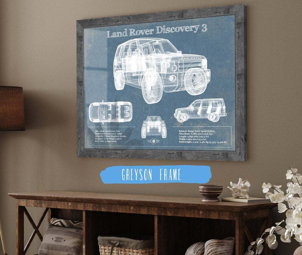 14" x 11" / Stretched Canvas Wrap Cutler West Land Rover Discovery 3 Blueprint Vintage Auto Patent Print