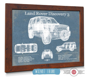 20" x 16" / Walnut Frame Cutler West Land Rover Discovery 3 Blueprint Vintage Auto Patent Print