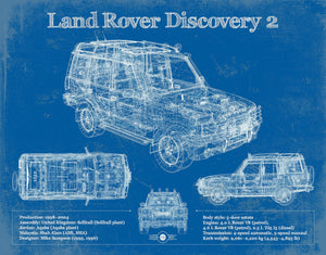 14" x 11" / Unframed Cutler West Land Rover Discovery Series 2 Blueprint Vintage Auto Patent Print