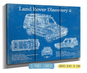 36" x 24" / 3 Panel Canvas Wrap Cutler West Land Rover Discovery Series 2 Blueprint Vintage Auto Patent Print