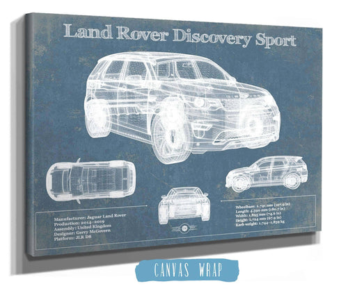 14" x 11" / Stretched Canvas Wrap Cutler West Land Rover Discovery Sport Vintage Blueprint Auto Print