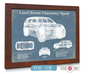 20" x 16" / Walnut Frame Cutler West Land Rover Discovery Sport Vintage Blueprint Auto Print