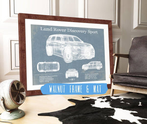 20" x 16" / Walnut Frame & Mat Cutler West Land Rover Discovery Sport Vintage Blueprint Auto Print