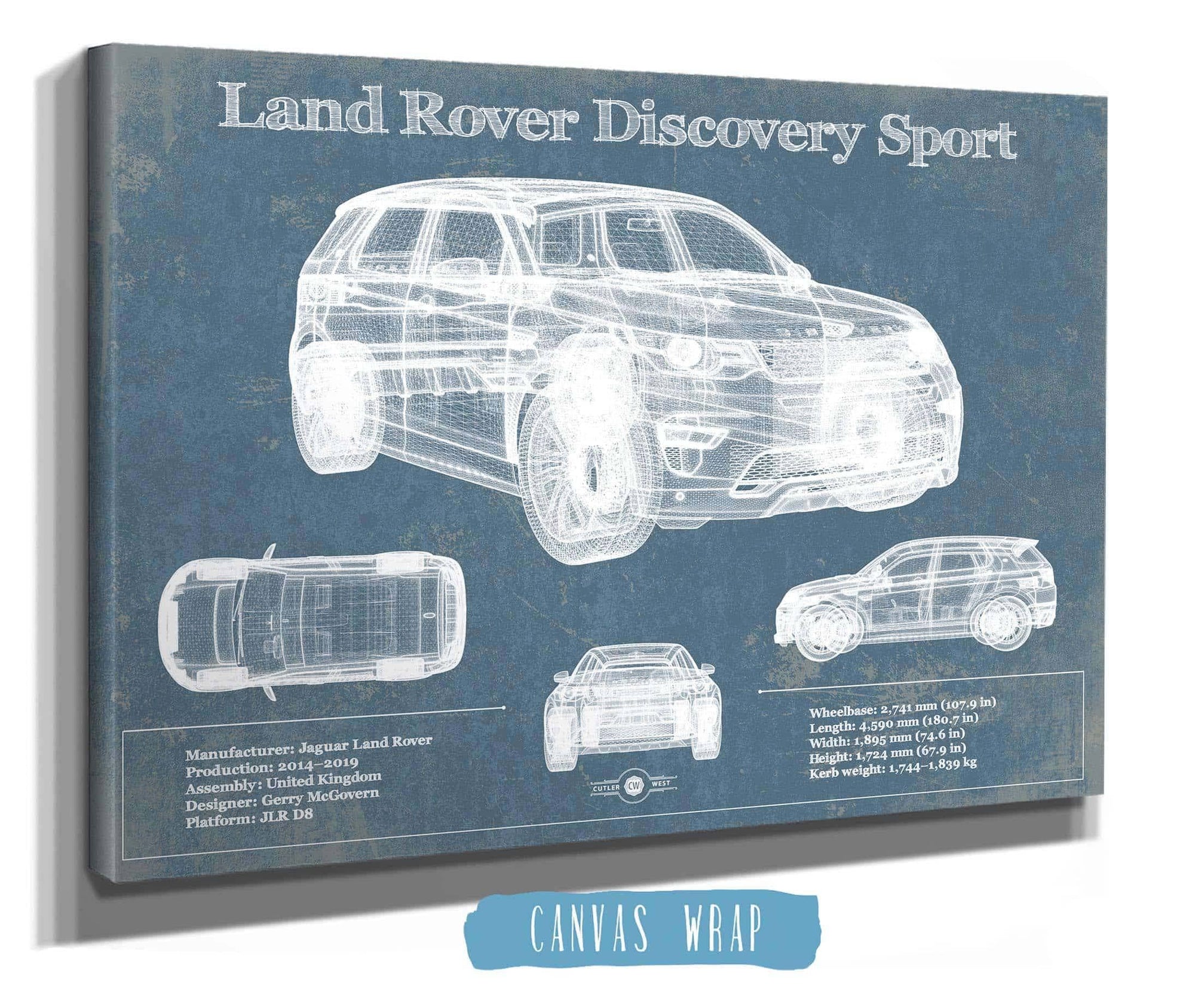 Land Rover Discovery Sport Vintage Blueprint Auto Print