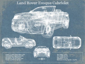 14" x 11" / Unframed Cutler West Land Rover Evoque Cabriolet Blueprint Vintage Auto Print
