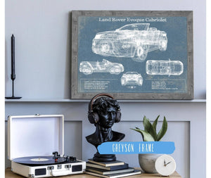 20" x 16" / Greyson Frame Cutler West Land Rover Evoque Cabriolet Blueprint Vintage Auto Print
