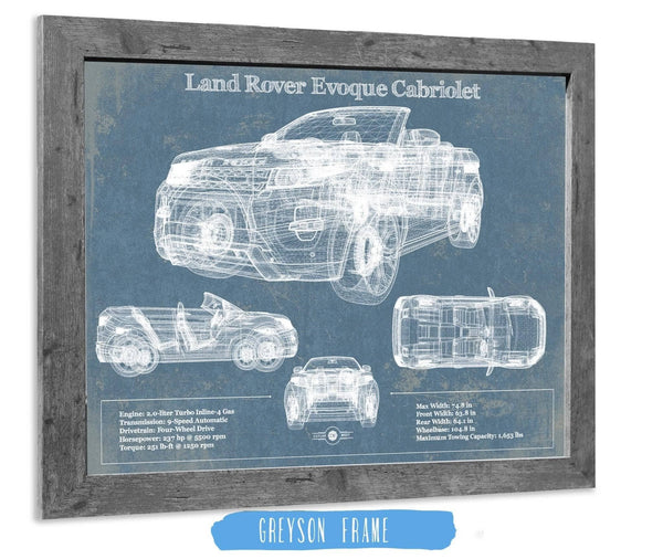 24" x 18" / Greyson Frame Cutler West Land Rover Evoque Cabriolet Blueprint Vintage Auto Print