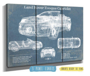 48" x 36" / 3 Panel Canvas Wrap Cutler West Land Rover Evoque Cabriolet Blueprint Vintage Auto Print