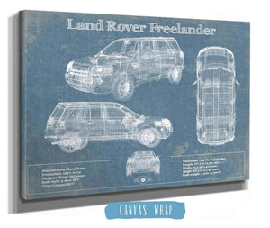 14" x 11" / Stretched Canvas Wrap Cutler West Land Rover Freelander Vintage Blueprint Auto Print
