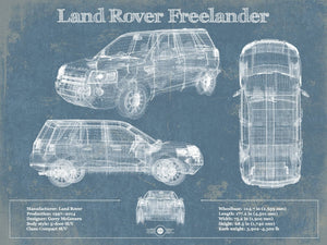 14" x 11" / Unframed Cutler West Land Rover Freelander Vintage Blueprint Auto Print