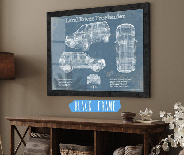 20" x 16" / Black Frame Cutler West Land Rover Freelander Vintage Blueprint Auto Print