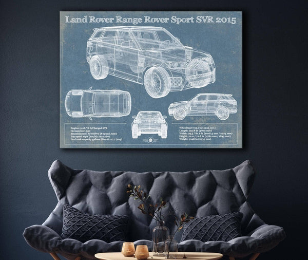 Cutler West Land Rover Range Rover Sport SVR 2015 Vintage Blueprint Auto Print