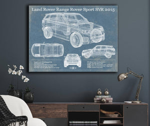 Cutler West Land Rover Range Rover Sport SVR 2015 Vintage Blueprint Auto Print