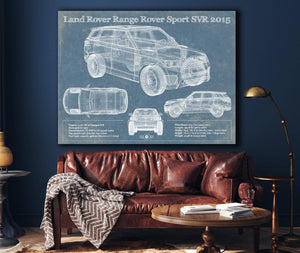 Cutler West Land Rover Range Rover Sport SVR 2015 Vintage Blueprint Auto Print