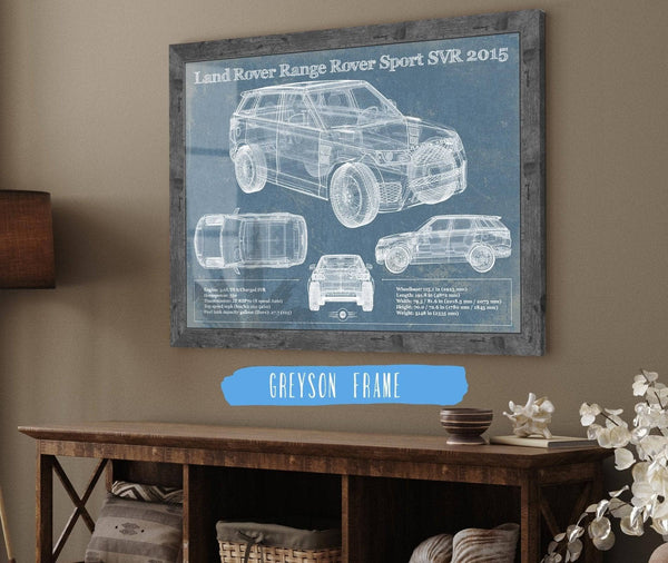 14" x 11" / Greyson Frame Cutler West Land Rover Range Rover Sport SVR 2015 Vintage Blueprint Auto Print