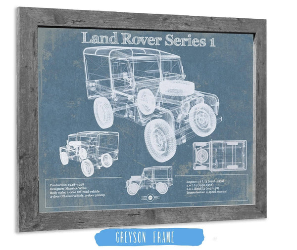14" x 11" / Greyson Frame Cutler West Land Rover Series 1 Blueprint Vintage Auto Patent Print