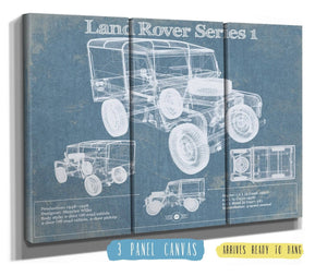 36" x 24" / 3 Panel Canvas Wrap Cutler West Land Rover Series 1 Blueprint Vintage Auto Patent Print