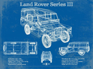 14" x 11" / Unframed Cutler West Land Rover Series III 109" Blueprint Vintage Auto Patent Print