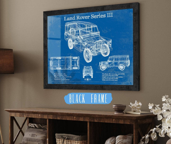 20" x 16" / Black Frame Cutler West Land Rover Series III 109" Blueprint Vintage Auto Patent Print