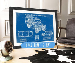 20" x 16" / Black Frame & Mat Cutler West Land Rover Series III 109" Blueprint Vintage Auto Patent Print