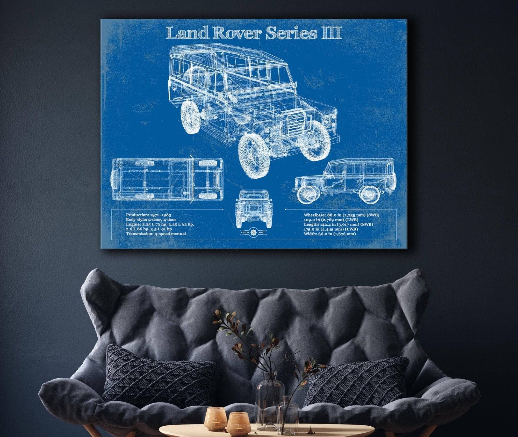Cutler West Land Rover Collection Land Rover Series III 109" Blueprint Vintage Auto Patent Print