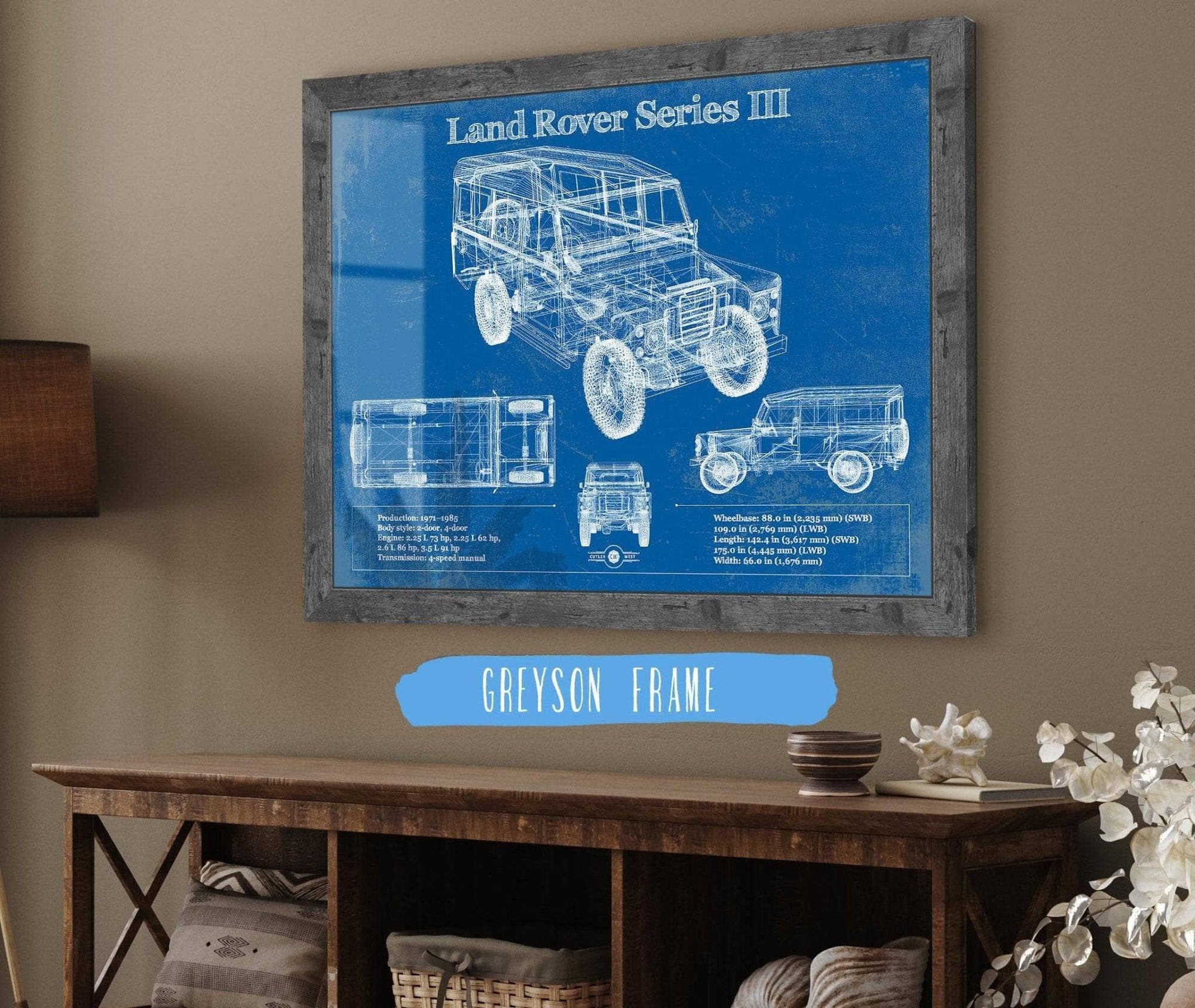 Cutler West Land Rover Collection Land Rover Series III 109" Blueprint Vintage Auto Patent Print