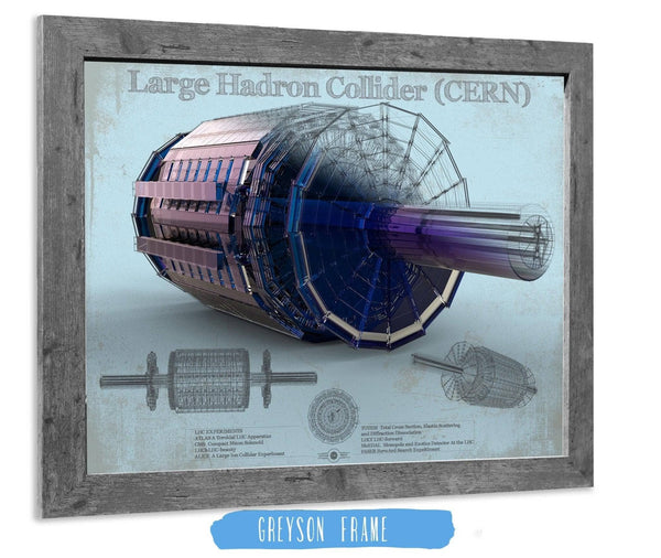 14" x 11" / Greyson Frame Cutler West Large Hadron Collider CERN Blueprint Wall Art